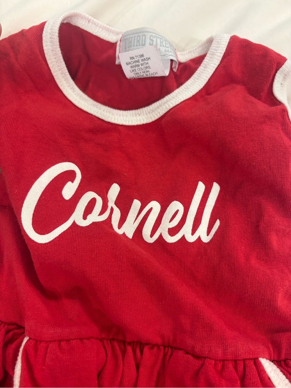 Cornell Red Kids Dress with White Trim
